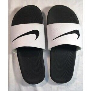 Nike Kawa Slide Sport Sandals Youth Kid's White Black Slip On - US 12C
